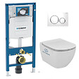 GEBERIT - Pack WC Bati Geberit  Duofix + Cuvette Ideal Standard Tesi Aquablade + Plaque de commande Sigma20 Blanc chrome + bati support - vignette