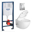 SWISS AQUA TECHNOLOGIES - Swiss Aqua Technologies Pack WC Bâti-support Rapid SL + WC sans bride avec fonction bidet thermostatique + Plaque chrome - vignette