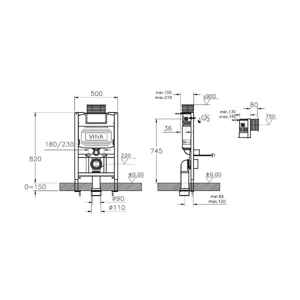 VITRA - Bâti support pour WC (761-5805-01) - large