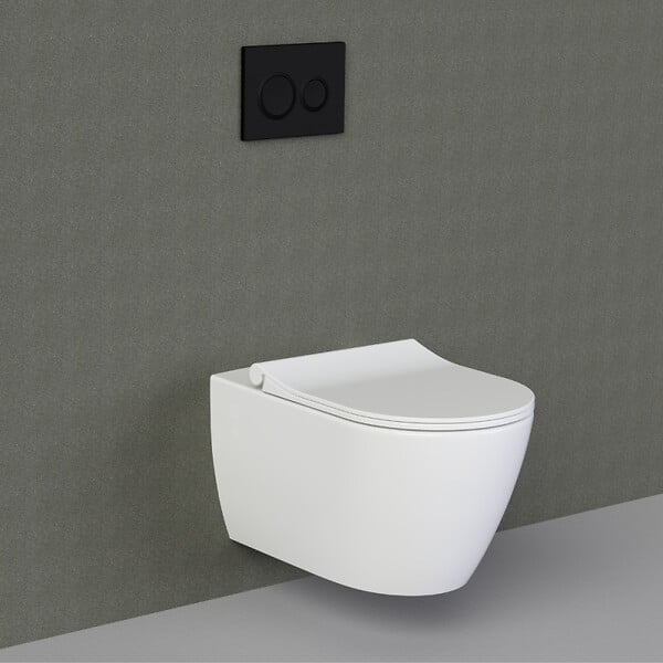 GEBERIT - Pack WC Bati-support Geberit Duofix + Cuvette suspendue sans bride Livea Bello + Abattant soft close + Plaque Blanche (BelloGeb3 - large