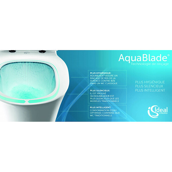 GROHE - Rapid SL Bâti Support autoportant, cuvette Ideal Standard Tesi Aquablade avec abattant frein de chute (AutoportantTesi2) - large