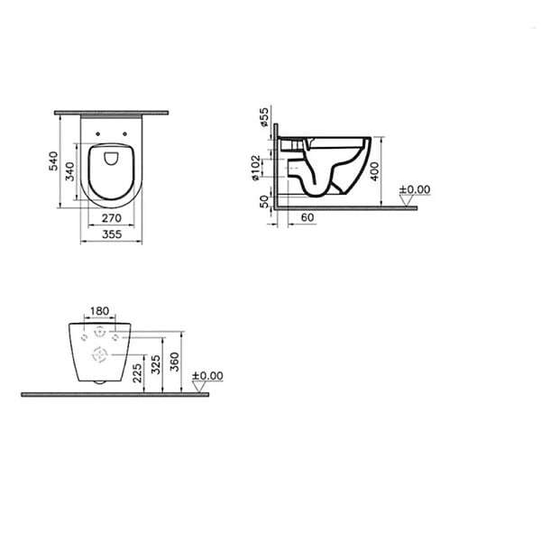 VITRA - Vitra  WC sans bride S60, fixations invisibles + Abattant softclose, Blanc (7510-003-6288) - large