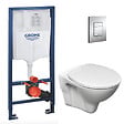 GROHE - Grohe Pack WC Bâti-support Rapid SL + Cuvette suspendue Cersanit S-line + Abattant + Plaque Chrome - vignette