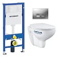 GEBERIT - pack Bati-support Geberit UP100 + plaque Delta50 + cuvette Grohe  Bau Ceramic sans bride + abattant softclose (BauGeb2) - vignette