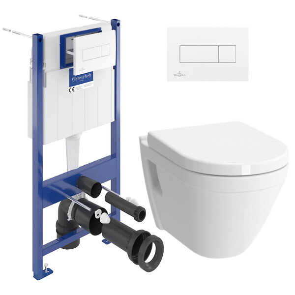 VILLEROY & BOCH - Pack WC bâti-support Villeroy & Boch + Cuvette Vitra S50 + Abattant softclose + Plaque blanche (ViConnectS50-2) - large