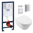 GROHE - Pack WC Bâti-support Rapid SL + WC sans bride Architectura, fixations invisibles + Abattant + Plaque chrome (ARENAARCHI3) - vignette