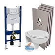 GEBERIT - Pack WC Bati-support Geberit Duofix + Cuvette suspendue sans bride Porcher + Abattant + Plaque de commande blanche + Set d'habil - vignette