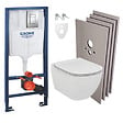 GROHE - Grohe Pack WC Bâti-support + Cuvette Ideal Standard Tesi Aquablade rimless + Plaque chrome + Set habillage (HGROHEAQUA-SET) - vignette