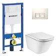 GEBERIT - Duofix pack WC bâti-support UP100 + WC suspendu sans bride Roca avec abattant SoftClose + plaque blanche (GEBROGAWR03-FR) - vignette