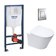 GROHE - Grohe Pack WC Bâti-support + Cuvette SAT Infinitio sans bride blanc mat + Abattant frein de chute + Plaque Chrome - vignette