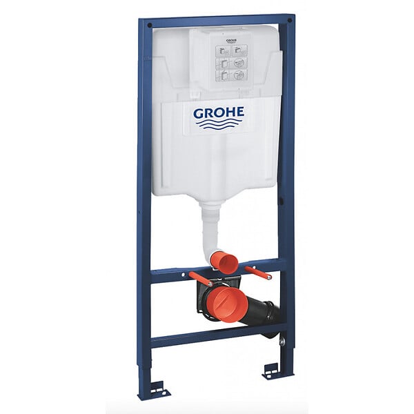 GROHE - Grohe Pack WC Bâti-support + Cuvette SAT Infinitio sans bride blanc mat + Abattant frein de chute + Plaque Chrome - large