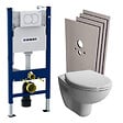 GEBERIT - Pack WC Bati-support Geberit + WC sans bride Vitra Normus SpinFlush + Abattant softclose + Plaque blanche + Set d'habillage - vignette