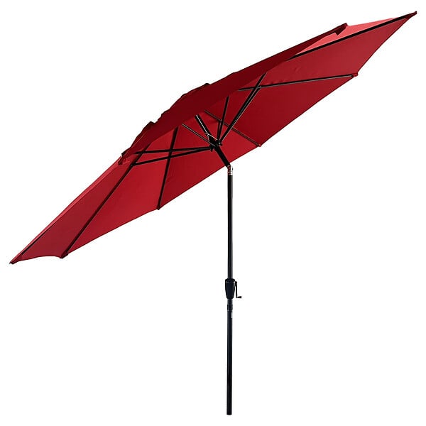 HAPPY GARDEN - Parasol droit HAPUNA rond 3,30m de diamètre rouge - large