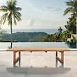 NATUREL - Table basse de jardin en teck massif, 153x72x30,5 cm, pieds-de-table design rectangulaire (NATOFT15372S) - vignette