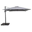 OVIALA - Parasol déporté inclinable 360° 3x3m et 4 dalles à remplir alu gris - Malaga - vignette
