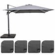 OVIALA - Parasol déporté inclinable 360° 3x3m et 4 dalles à remplir alu gris - Malaga - vignette