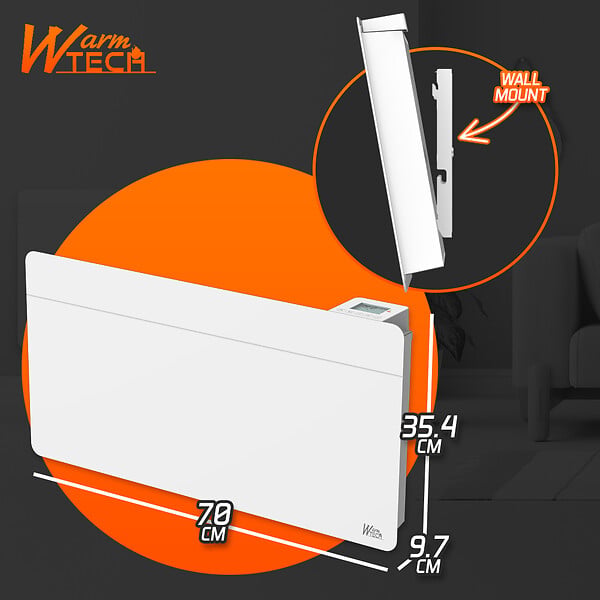 WARM TECH - Chauffage électrique mural 1500W - IP24 - fil pilote 6 ordres - large