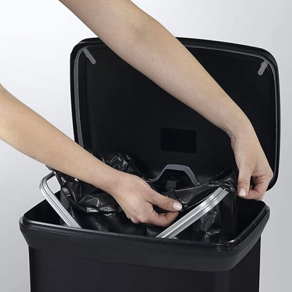 CURVER - Curver Deco bin 50L Poubelle à pédale, 39 x 29 x 73 cm, Noir (187178) - large