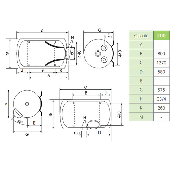 ARISTON - Chauffe eau électrique Blindé Horizontal Mural Initio Ariston 200 L - large
