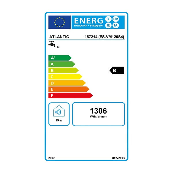 ATLANTIC - Chauffe-eau électrique connecté Linéo - 2400W - Carré vertical mural - 120L - 5 personnes - Blanc - large