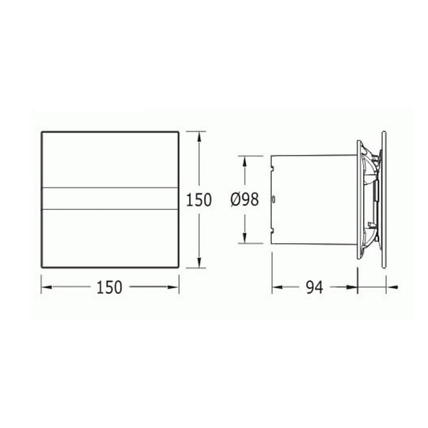 CATA - Cata E-100 GT BK Aérateur axial temporisé, Fonction standard, Plaque avant en verre, noir (00900502) - large