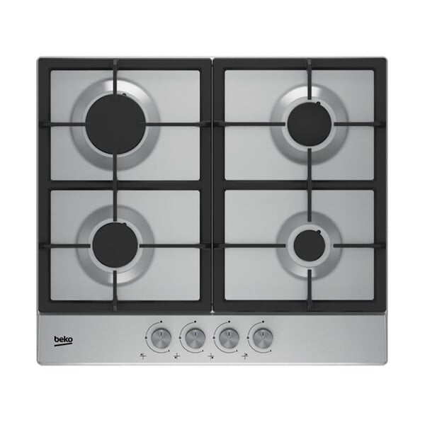 BEKO - Beko Plaque de cuisson à gaz en acier inoxydable, 58x51x4,6 cm, 4 zones (HIAG64225SX) - large