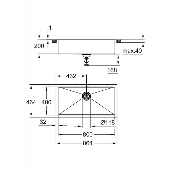 GROHE - K700 Évier en acier inoxydable, Inox (31580SD1) - large