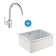 GROHE - Grohe Kit Evier de cuisine K700 sous-plan 540x440mm Acier inoxydable + Mitigeur Bauloop Col de cygne, Chrome (31574SD1-SET1) - vignette