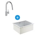 GROHE - Grohe Kit Evier cuisine K700 sous-plan 540x440mm Acier inoxydable + Mitigeur douchette extractible 2 jets (31574SD1-SET5) - vignette