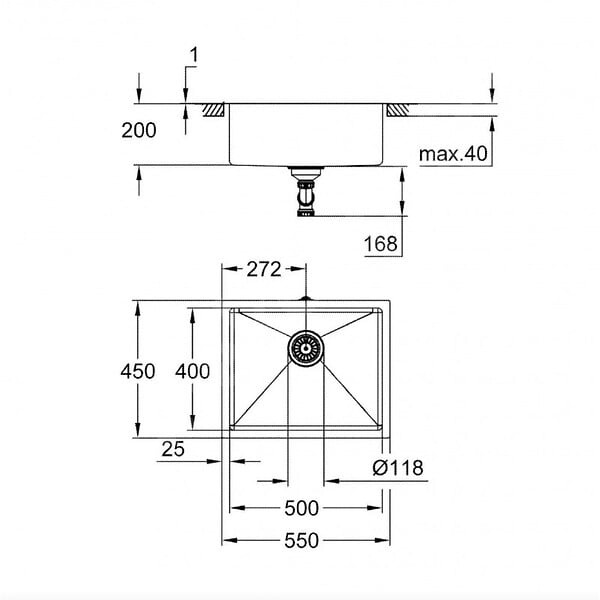 GROHE - Grohe Kit Evier cuisine K700 sous-plan 540x440mm Acier inoxydable + Mitigeur douchette extractible 2 jets (31574SD1-SET5) - large