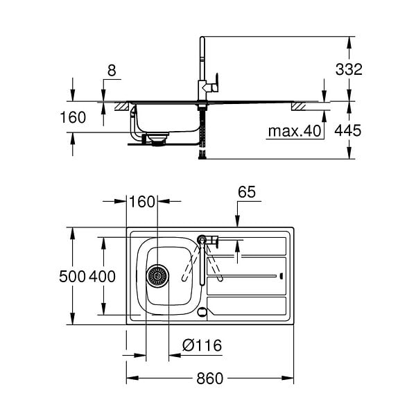 GROHE - BAU PACK ÉVIER + MITIGEUR CUISINE (31562SD1) - large