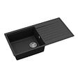 SWISS AQUA TECHNOLOGIES - Swiss Aqua Technologies 100x50 cm évier avec égouttoir réversible en granite à encastrer + mitigeur monocommande avec douchette 2 jets, noir mat - vignette