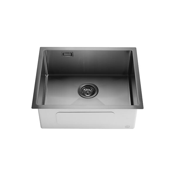 CERAMIA - Ceramia Timeless Évier de cuisine sous plan inox 304, 1 bac, 55x45x21 cm, Gun Metal brossé PVD - large