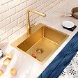 CERAMIA - Ceramia Timeless Évier de cuisine encastrable inox 304, 1 bac , 55x45x21 cm, Or brossé PVD - vignette