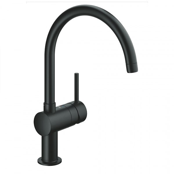 GROHE - Grohe Kit Evier Quartz Noir Granite K700 417 x 366mm + Mitigeur Minta Noir col de cygne pivotant à 360° (31653AP0-SET6) - large