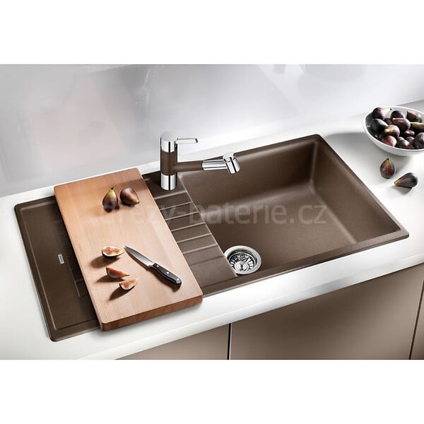 BLANCO - Blanco ZIA XL 6 S  - évier en composite de granit SILGRANIT PuraDur II, simple bac XL avec égouttoir, couleur blanc (517571) - large