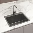 SWISS AQUA TECHNOLOGIES - Swiss Aqua Technologies Aurum Évier de cuisine encastrable inox 304, 1 bac, 55x45x21 cm, Gun Metal brossé PVD - vignette
