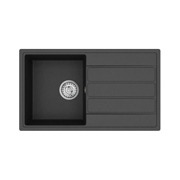 SWISS AQUA TECHNOLOGIES - Swiss Aqua Technologies 76x44 cm évier avec égouttoir réversible en Granite, à encastrer, noir (SATSINKGE3B) - large