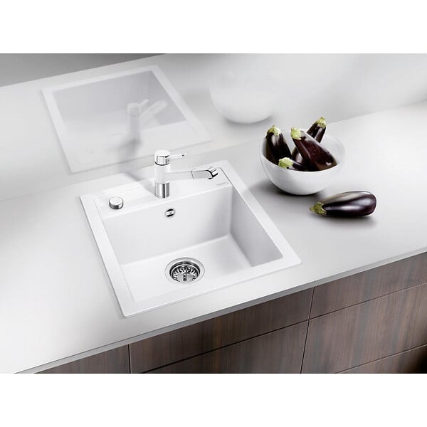 BLANCO - Blanco Evier DALAGO 45 PuraDur en Silgranit avec vidage automatique 46.5x51cm, Blanc (517160) - large