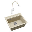 SWISS AQUA TECHNOLOGIES - Swiss Aqua Technologies 56,5x51cm évier en granite à encastrer + mitigeur aérateur Neoperl®, jasmin (SATSINKGQQ100J-S1) - vignette