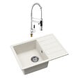 SWISS AQUA TECHNOLOGIES - Swiss Aqua Technologies 62x44 cm évier avec égouttoir réversible en granite à encastrer + mitigeur à bras pivotant, 2 jets, blanc (SATSINKGE2W-SET2) - vignette
