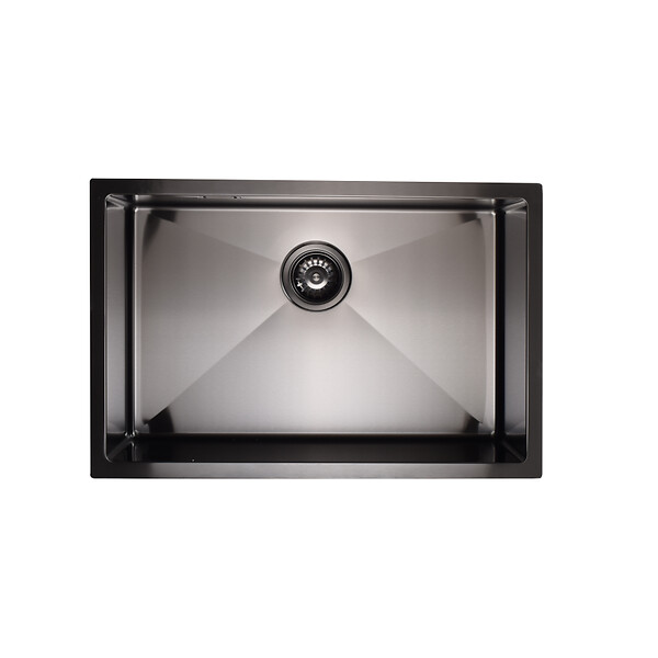 CERAMIA - Ceramia Timeless Évier de cuisine sous plan en inox 304, 68x45x21 cm, Gun Metal brossé PVD - large