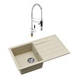 SWISS AQUA TECHNOLOGIES - Swiss Aqua Technologies 76x44 cm évier avec égouttoir réversible en granite à encastrer + mitigeur bras pivotant 2 jets, jasmin (SATSINKGE3J-SET2) - vignette