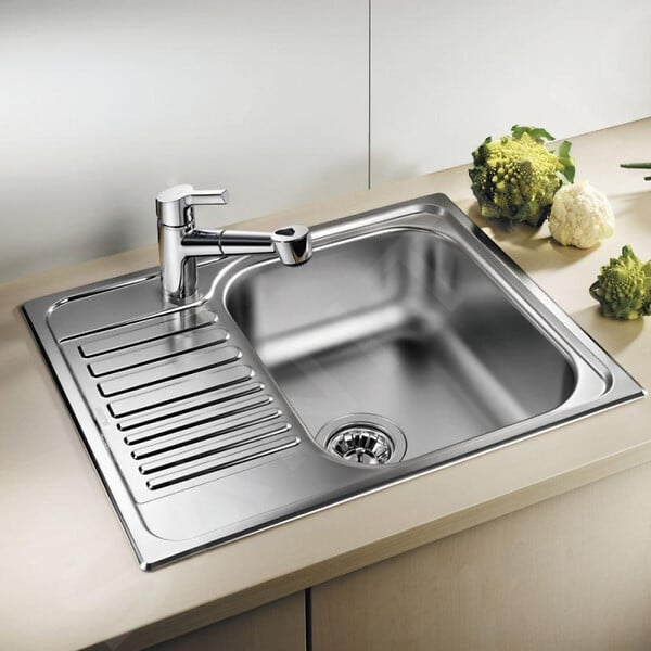 BLANCO - Blanco Lot de 6 éviers TIPO 45 S Mini en Acier inoxydable, égouttoir réversible 60,5x50cm avec siphon inclus (516524-GVP06) - large