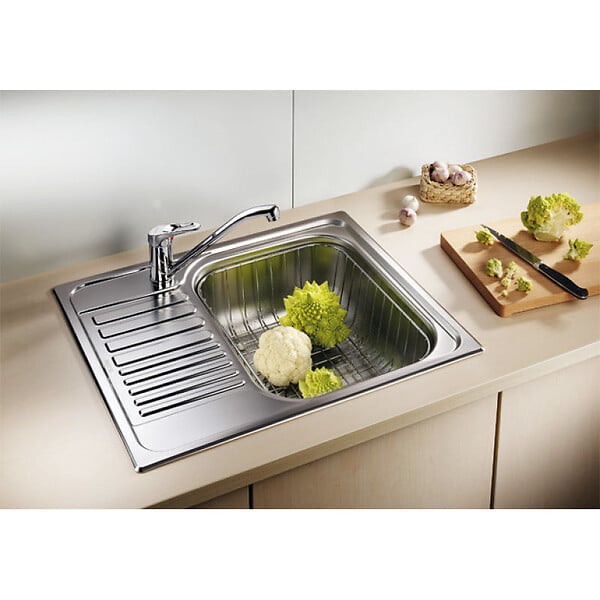 BLANCO - Blanco Lot de 6 éviers TIPO 45 S Mini en Acier inoxydable, égouttoir réversible 60,5x50cm avec siphon inclus (516524-GVP06) - large