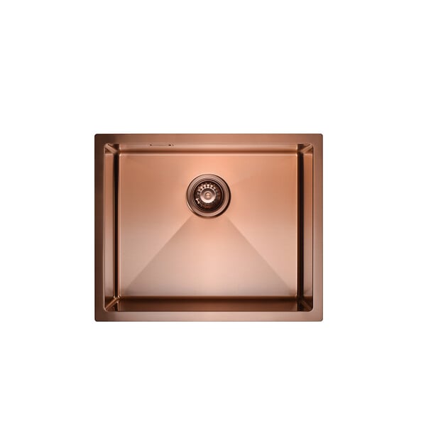 CERAMIA - Ceramia Timeless Évier de cuisine sous plan inox 304, 1 bac, 55x45x21 cm, Cuivre brossé PVD - large