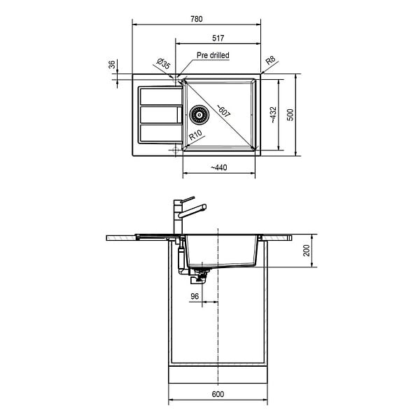 FRANKE - Franke SIRIUS - 2.0 S2D 611-78 Tectonite® Evier à encastrer avec bac XL Blanc - large