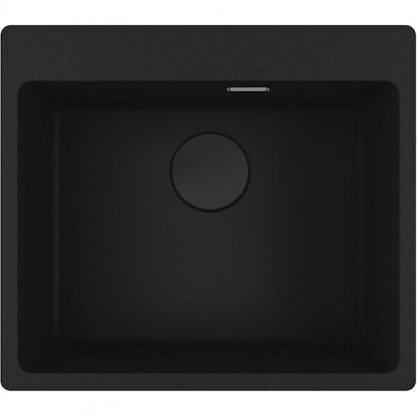 FRANKE - Franke Maris MRG 610-54 Evier à encastrer 59x50cm, avec bonde et siphon gain de place, en Fragranit+, Noir mat + Cache bonde - large