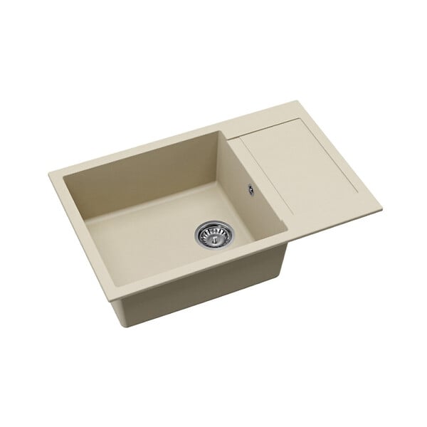 SWISS AQUA TECHNOLOGIES - Swiss Aqua Technologies 78x50 cm évier avec égouttoir réversible en Granite, à encastrer, jasmin (SATSINKGQT105J) - large