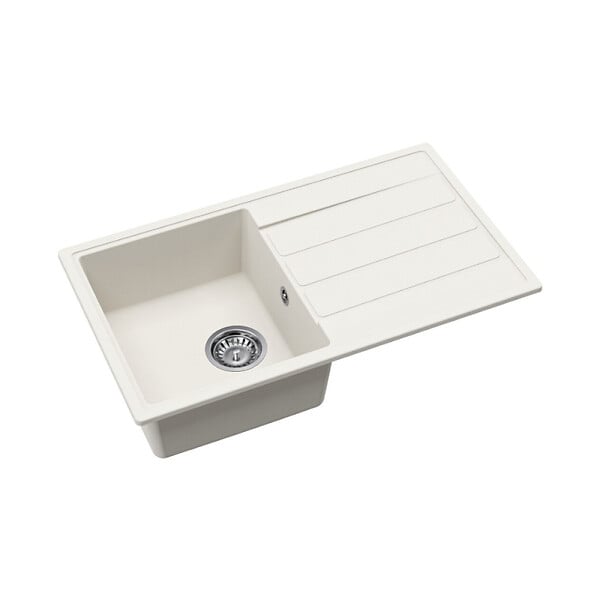 SWISS AQUA TECHNOLOGIES - Swiss Aqua Technologies 76x44 cm évier avec égouttoir réversible en Granite, à encastrer, blanc (SATSINKGE3W) - large